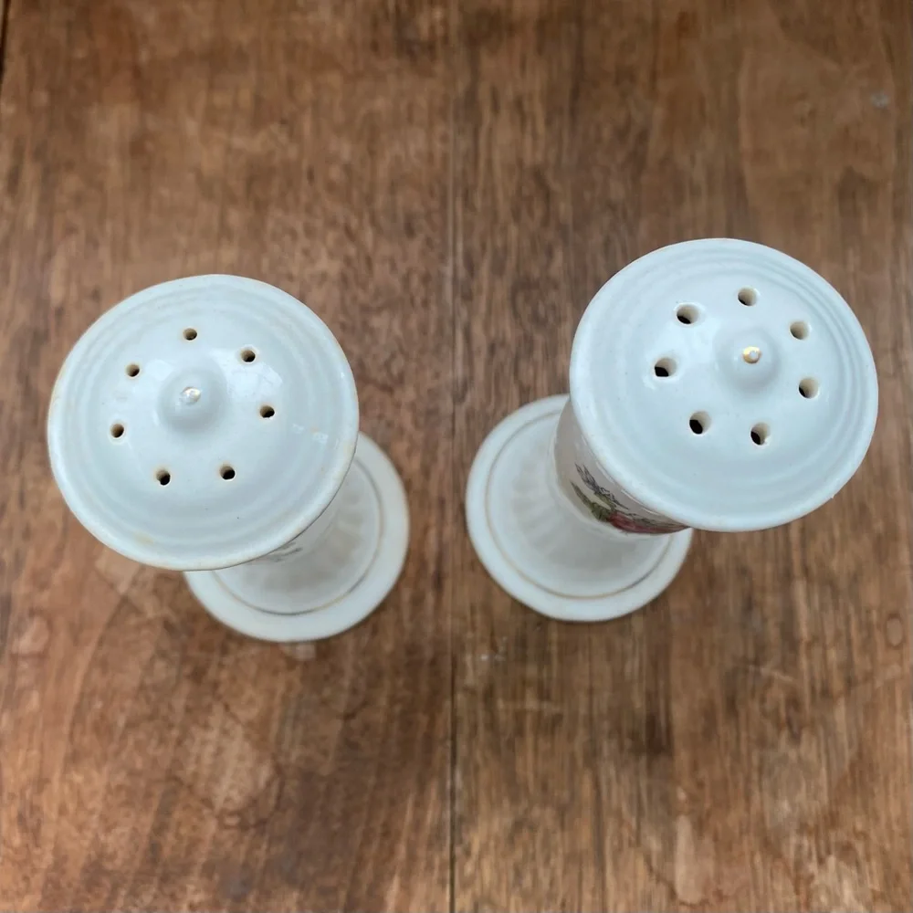 Vintage Victorian Porcelain Tall Salt and Pepper Shakers
